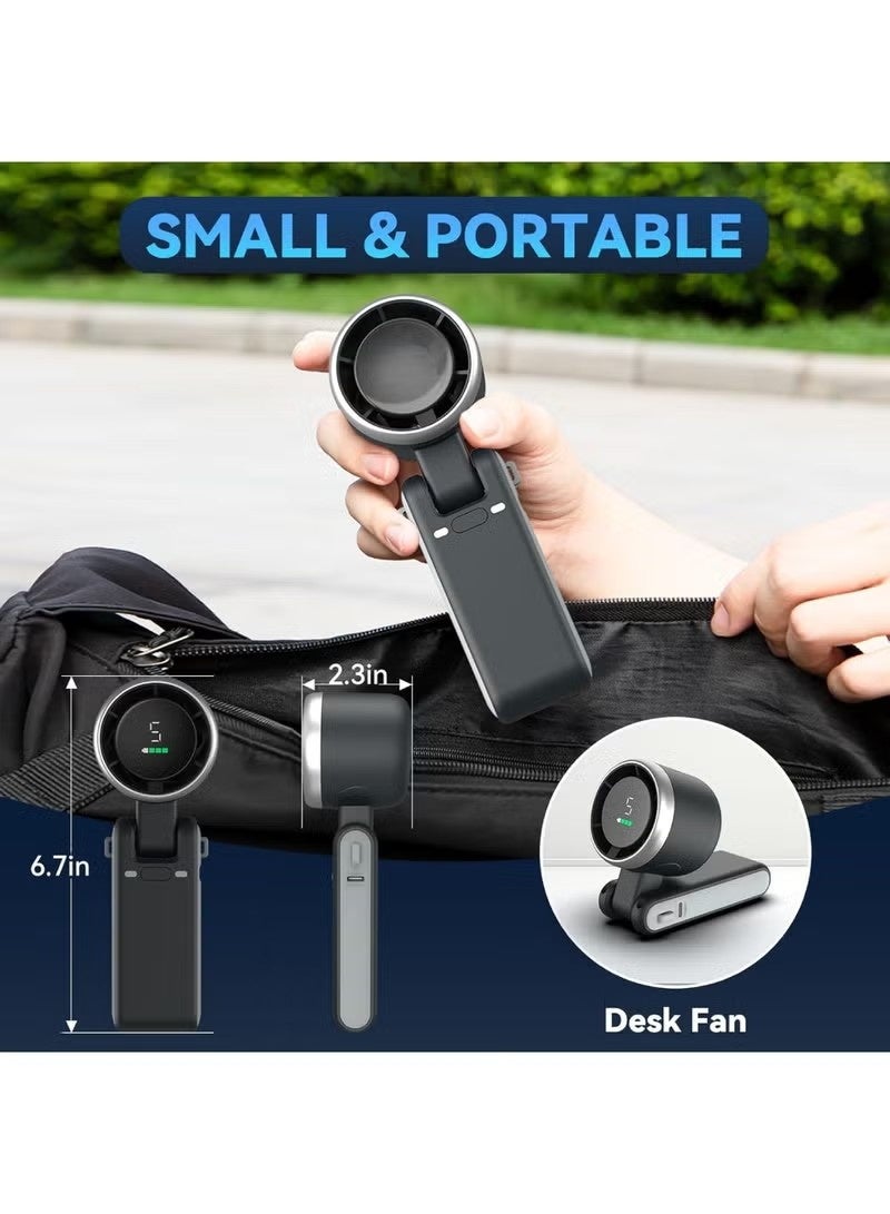 GALUIN Personal Portable Handheld Fan: 2000mAh Battery Powered Rechargeable 3H Runtime - 5 Speeds Turbo Cooling Technology Hand Held Fans for Outdoor Travel Camping Hiking (Black) - Image 3